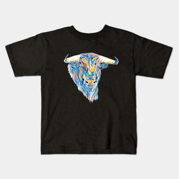 Colorful corrida bull Kids T-Shirt by JBLAIS DESIGN 